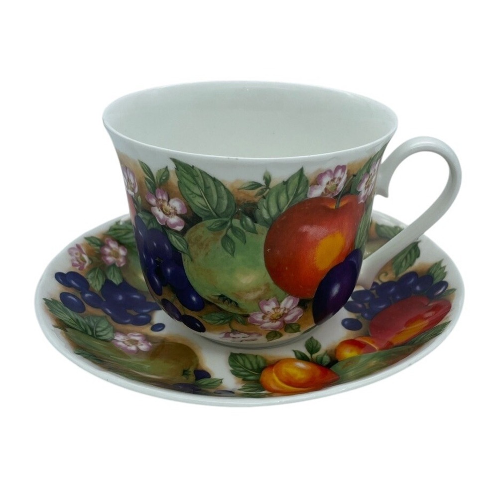 Roy Kirkham Orchard Large Breakfast Cup & Saucer Fine Bone China England EUC - Picture 2 of 3